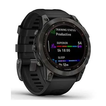 Garmin fenix 7 Solar, adventure smartwatch, with Solar Charging Capabilities, rugged outdoor watch with GPS, touchscreen, health and wellness features, slate gray with black band