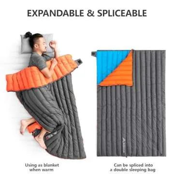 BISINNA Ultralight 1.72lbs Down Sleeping Bag for Hiking