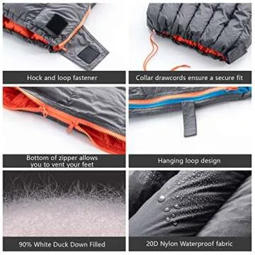 BISINNA Ultralight 1.72lbs Down Sleeping Bag for Hiking