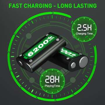 Ukor Xbox Fast Charging Rechargeable Battery Pack - 28 Hr Play