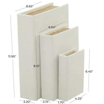 Stylish Deco 79 Decorative Boxes Set of 3 Linen Storage