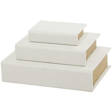 Stylish Deco 79 Decorative Boxes Set of 3 Linen Storage
