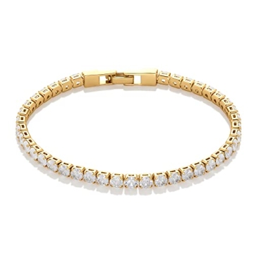 Radiant Shine Tennis Bracelet - Gold Plated Elegance for Women