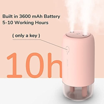 JISULIFE 500ml Portable Humidifier Dual Mist 3600mAh Battery