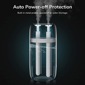 JISULIFE 500ml Portable Humidifier Dual Mist 3600mAh Battery