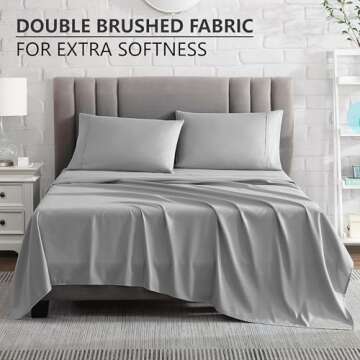 American Home Collection King Sheet Set - 16-Inch Deep Pocket - Ultra Soft Microfiber King Size Bed Sheets - Breathable, Wrinkle and Fade Resistant, Easy Care - 4 Piece Set (King, Light Grey)