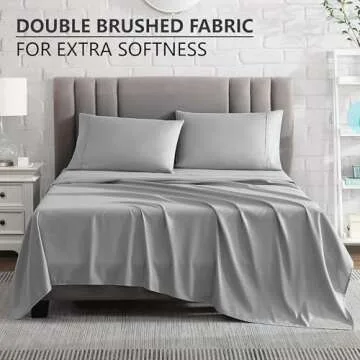 American Home Collection King Sheet Set - 16-Inch Deep Pocket - Ultra Soft Microfiber King Size Bed Sheets - Breathable, Wrinkle and Fade Resistant, Easy Care - 4 Piece Set (King, Light Grey)