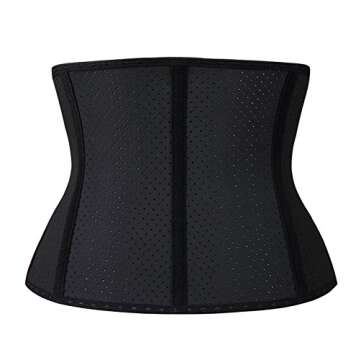 YIANNA Short Torso Waist Trainer for Women Tummy Control Underbust Sports Workout Hourglass Body Shaper, YA110266-Black-XS