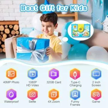 PROGRACE Kids Waterproof Camera - 2024 Upgrade Digital Underwater Camera for Kids Snorkeling Childrens Diving Camera for Boys Christmas Birthday Gifts Action Camera Pool Toys for Age 4 5 6 7 8 9 10 11