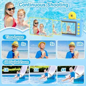 PROGRACE Kids Waterproof Camera - 2024 Upgrade Digital Underwater Camera for Kids Snorkeling Childrens Diving Camera for Boys Christmas Birthday Gifts Action Camera Pool Toys for Age 4 5 6 7 8 9 10 11