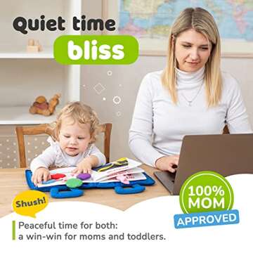 deMoca Toddler Busy Book for 1 Year Old, Quiet Book Montessori Toy for 1 2 3 Year Old with Sensory Preschool Learning Activities for Fine Motor Skills, Boy & Girl Toddler Travel Toy with 9 Pages