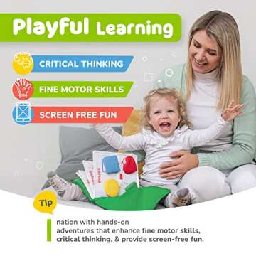 deMoca Toddler Busy Book for 1 Year Old, Quiet Book Montessori Toy for 1 2 3 Year Old with Sensory Preschool Learning Activities for Fine Motor Skills, Boy & Girl Toddler Travel Toy with 9 Pages