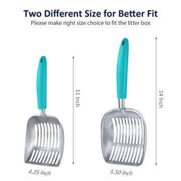 WePet Cat Litter Scoop, Aluminum Alloy Sifter, Kitty Metal Scooper, Deep Shovel, Long Handle, Poop Sifting, Kitten Pooper Lifter, Durable, Heavy Duty, for Litter Box