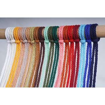 XKDOUS Macrame Cord 4mm x 150Yards, Natural Cotton Macrame Rope, 3 Strand Twisted Cotton Cord for Wall Hanging, Plant Hangers, Crafts, Knitting, Decorative Projects, Soft Undyed Cotton Rope