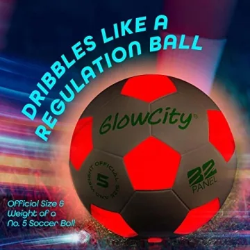 GlowCity Glow in The Dark Soccer Ball for Fun Play