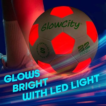 GlowCity Glow in The Dark Soccer Ball for Fun Play