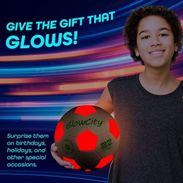GlowCity Glow in The Dark Soccer Ball for Fun Play