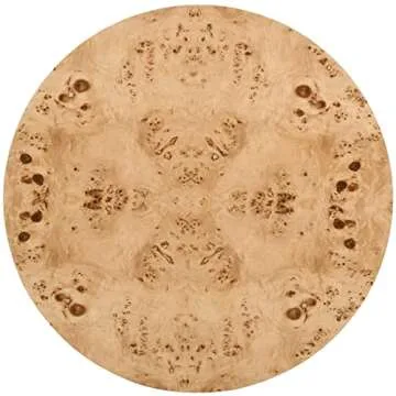 Meridian Furniture 270-C Burl Collection Mid-Century Modern Coffee Table with Ash Burl Wood, Curved Art Deco Design, 36" W x 36" D x 15" H, Natural