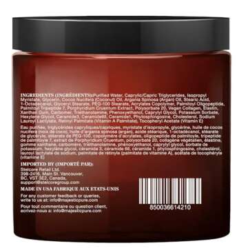 MAJESTIC PURE Whipped Argan Oil Body Butter for Women & Men - With Ceramides, Vitamin E & A & Vegan Collagen - For Skin, Face, & Appearance of Wrinkles & Fine Lines - 8oz