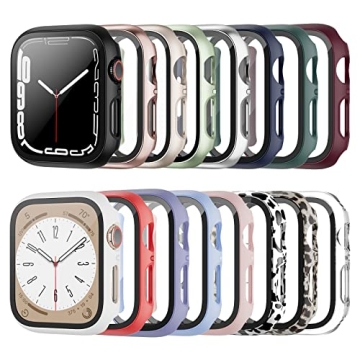 Haojavo 16 Pack Case for Apple Watch Series 8 & Series 7 45mm with Tempered Glass Screen Protector, ...