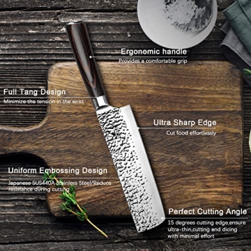 imarku Nakiri Knife - 7" Chef Vegetable Knife - Ergonomic Design