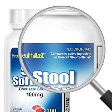 HealthA2Z® Stool Softener | Docusate Sodium 100mg | Red Capsules | Dependable | Gentle Constipation Relief (100 Counts (Pack of 1))