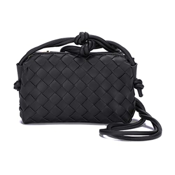 Woven Crossbody Bags for Women，Fashion Leather Lightweight Handbags Shoulder Bag Phone Wallet Purs...