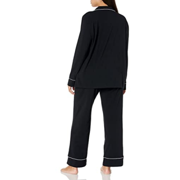 Women's Black Cotton Modal Pajama Set - Plus Size