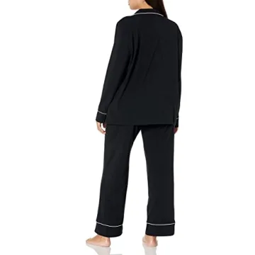 Women's Black Cotton Modal Pajama Set - Plus Size