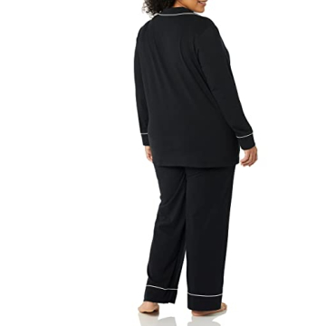 Women's Black Cotton Modal Pajama Set - Plus Size