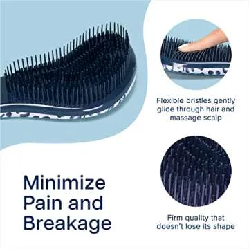 Crave Naturals Glide Thru Detangling Hair Brush - Detangler Brush for Curly or Straight, Wet or Dry Hair - Gentle on Tangles Hairbrush and Comb - Ideal for Adults and Kids - 7.5x3-Inch, Blue Cheetah