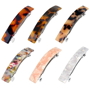 Elegant 6 Pcs Tortoise Shell Hair Barrettes for Women - Chic Hair Accessories