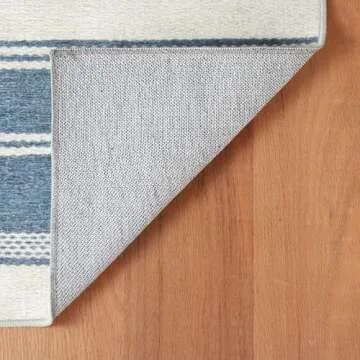 Dash & Albert Bowman Stripe Blue Machine Washable Rug, Runner-2.5 X 8 Feet, Blue Stripe Pattern