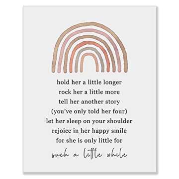 Hold Her A Little Longer Baby Girl Nursery Quote Art Rainbow Baby Shower Gift for Baby Girls Room Bo...