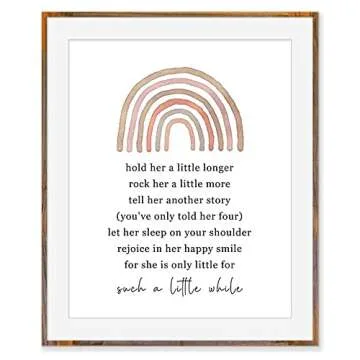 Hold Her A Little Longer Baby Girl Nursery Quote Art Rainbow Baby Shower Gift for Baby Girls Room Boho Nursery Decor Wall Art -Without Frame - 8x10" (For Girl)