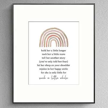 Hold Her A Little Longer Baby Girl Nursery Quote Art Rainbow Baby Shower Gift for Baby Girls Room Boho Nursery Decor Wall Art -Without Frame - 8x10" (For Girl)