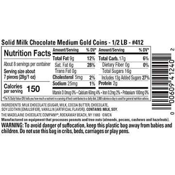 Madelaine Gold Chocolate Coins – St. Patrick’s Day Candy, Gold Foil Wrapped Milk Chocolate Coins, Lucky Party Favors & Festive Decorations – 1/2 LB Bag – Medium Coins