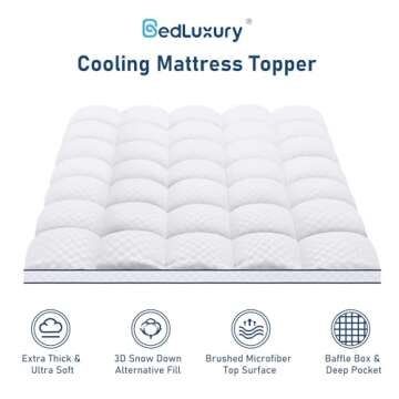 King Mattress Topper Extra Thick Pillowtop Cooling Plush Mattress Pad Cover Protector with 8-21 Inch...