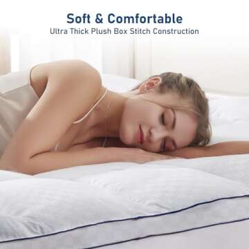 King Mattress Topper Extra Thick Pillowtop Cooling Plush Mattress Pad Cover Protector with 8-21 Inch Deep Pocket 3D Snow Down Alternative Fill White