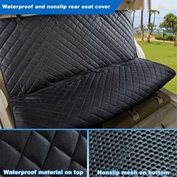 VIEWPETS Bench Car Seat Cover Protector - Waterproof, Heavy-Duty and Nonslip Pet Car Seat Cover for Dogs with Universal Size Fits for Vehicles, Trucks & SUVs(Black)