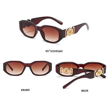 BUTABY Rectangle Sunglasses for Women Retro Driving Glasses 90’s Vintage Fashion Irregular Frame U...