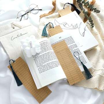 Vintage Bookmark Tracker Set with Tassels for Readers