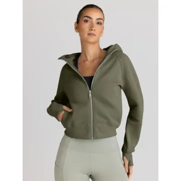 Trendy Queen Women's Cozy Zip Up Cropped Sweatshirt
