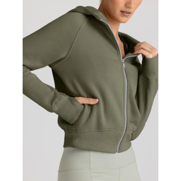 Trendy Queen Women's Cozy Zip Up Cropped Sweatshirt