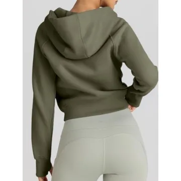 Trendy Queen Women's Cozy Zip Up Cropped Sweatshirt