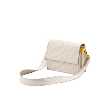 JW PEI Women's Mini Flap Crossbody - Ivory Lizard Vegan Leather Bag