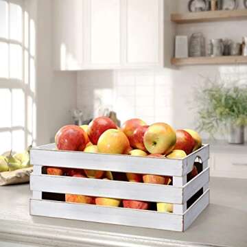 EMAX HOME Rustic Wood Crates for vintage decorative display, wooden crates decorative with Handles, ...