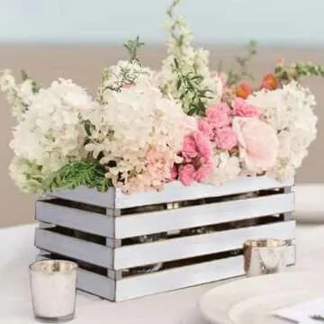 EMAX HOME Rustic Wood Crates for vintage decorative display, wooden crates decorative with Handles, wooden boxes made from 100% Wood,white crates wooden,Decorative Wood Crates(Nested Set of 3)