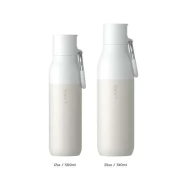 LARQ Bottle Filtered - Insulated Stainless Steel Water Bottle BPA Free with Nano Zero Technology and Long-Lasting Filters, Granite White, 17oz