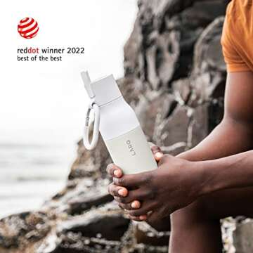 LARQ Bottle Filtered - Insulated Stainless Steel Water Bottle BPA Free with Nano Zero Technology and Long-Lasting Filters, Granite White, 17oz